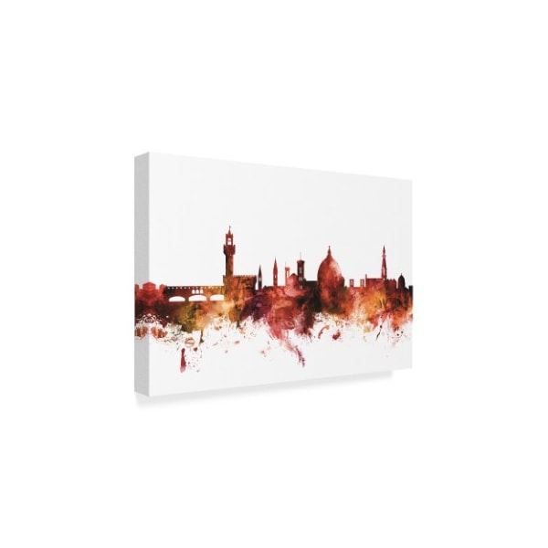 Michael Tompsett 'Florence Italy Skyline Red' Canvas Art,12x19